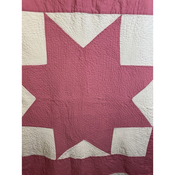 Queen Handmade Star & Angel Wings Quilt 63" x 80" Amazing Detailed Hand Quilting - Picture 5 of 16